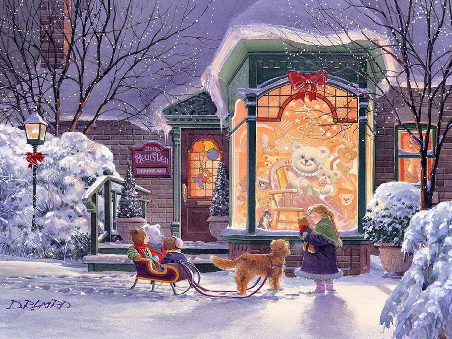 Праздник к нам приходит... - пейзаж, зима, дети - оригинал