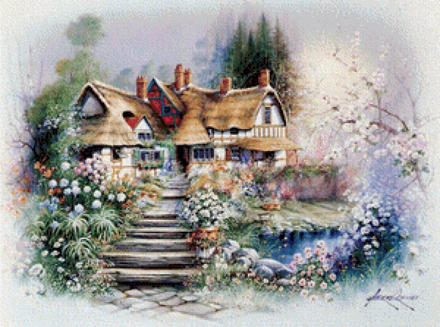 худ.Андрис Орпинас Сказочные домики - картины, пейзаж, картина - предпросмотр