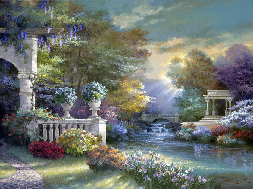 худ.Джеймс Ли Сказочный парк - пейзаж, картина, картины - оригинал