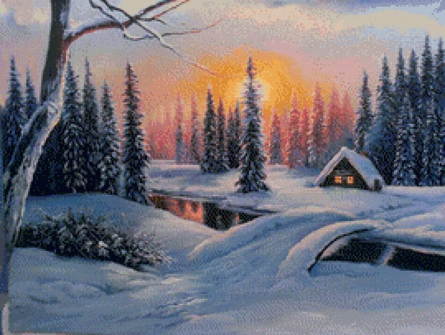 Зимняя сказка. - лес, закат, сумерки, зима, сказка - предпросмотр