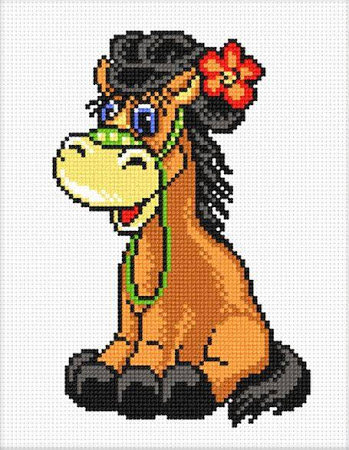 лошадка с цветком - лошадь, мультяшка - оригинал