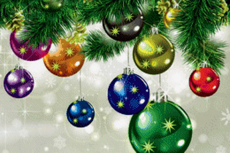 создаем  новогоднее настроение - елка, снежинка, игрушки, шишка - предпросмотр