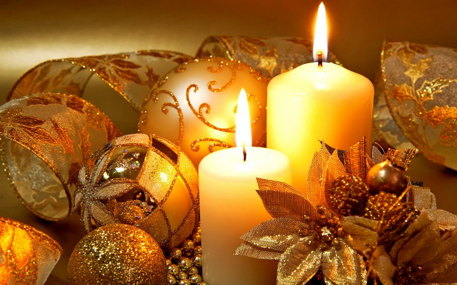 создаем  новогоднее настроение - огонь, свеча, шар, бант, цветок, игрушка - оригинал