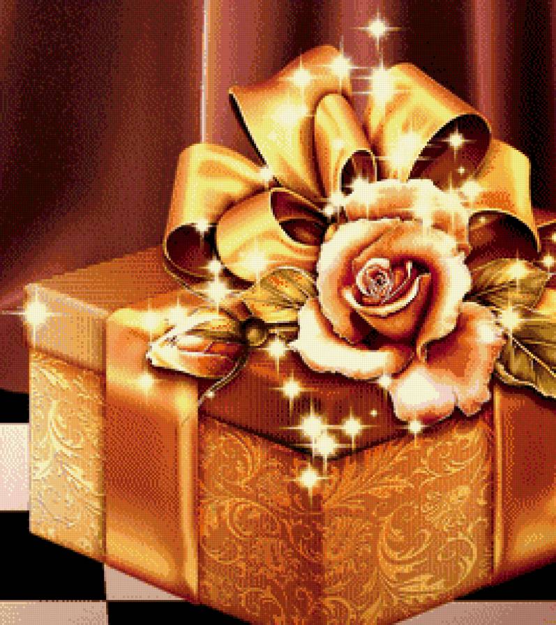 подарок - роза, праздник, бант, коробка - предпросмотр