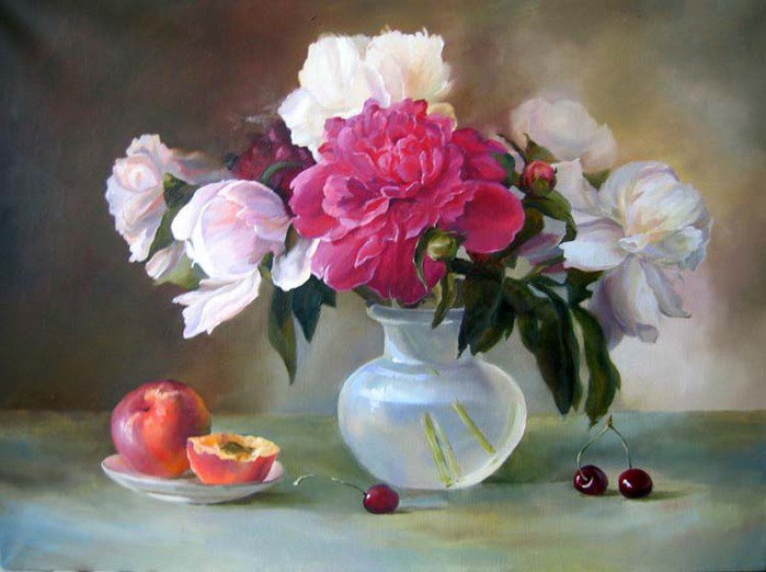 Piony-Irina Katunina - ziwopis, cwety - оригинал