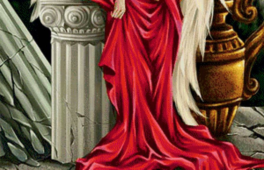 на развалинах Рима часть 2 - амфора, парень, ангел, грусть, колонна, мужчина, живопись, арфа - предпросмотр