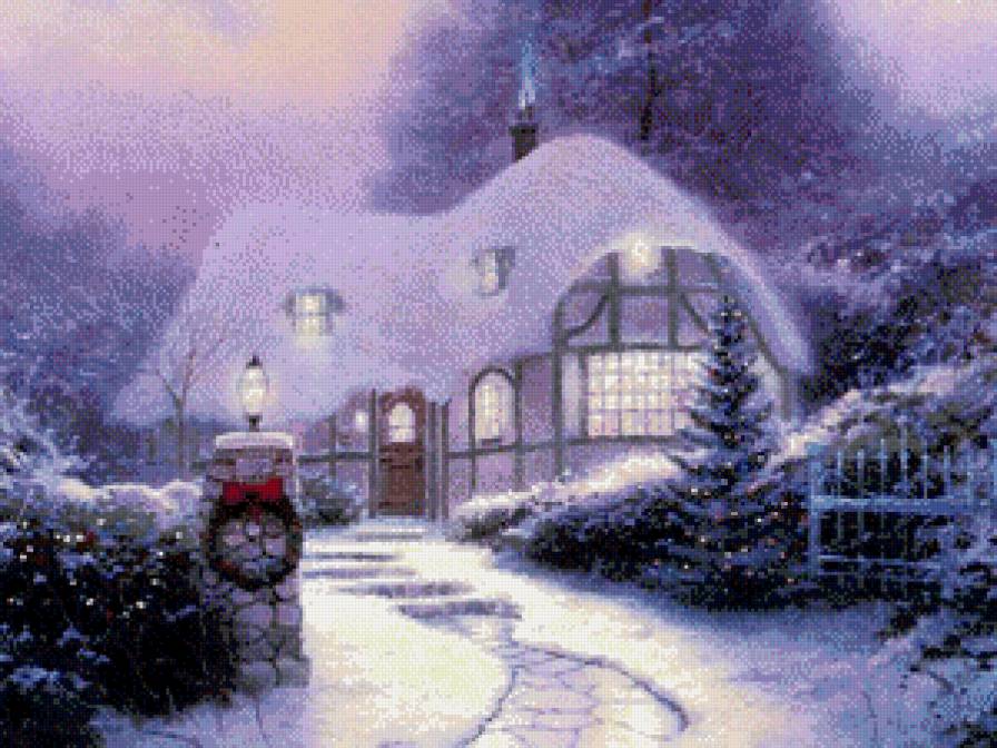 рождество - окно, свечи, елка, рождество, снег, новый год. - предпросмотр