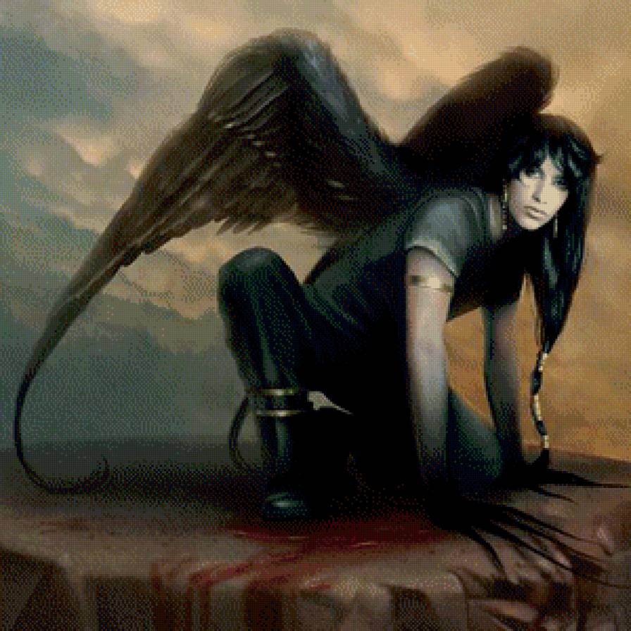 падший ангел - парень, крылья, фэнтези, живопись, мужчина - предпросмотр