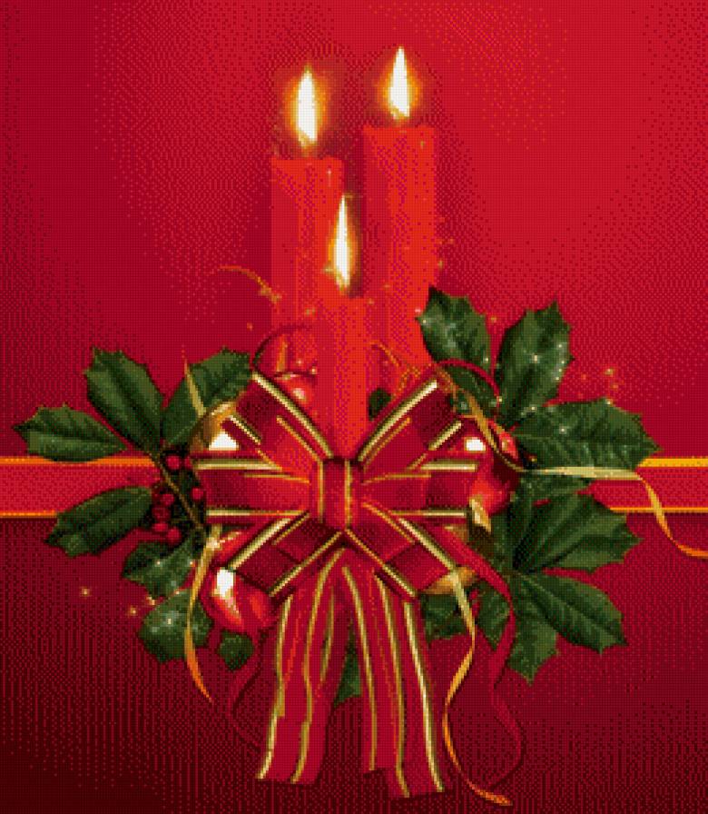 создаем  новогоднее настроение - огонь, шар, остролист, свеча, бант, игрушка - предпросмотр