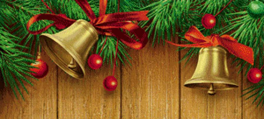 создаем  новогоднее настроение - колокольчик, игрушка, елка, бант - предпросмотр