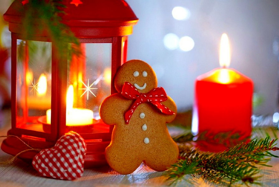 создаем  новогоднее настроение - фонарь, бант, игрушка, пряник, свеча, сердце, огонь, елка - оригинал