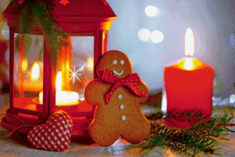 создаем  новогоднее настроение - огонь, свеча, пряник, елка, игрушка, фонарь, бант, сердце - предпросмотр