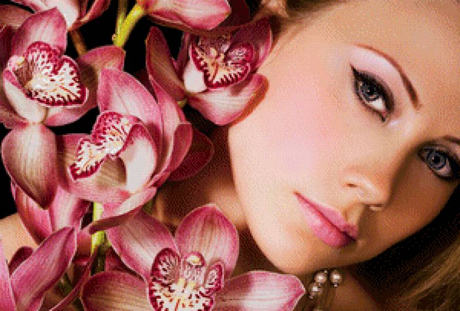 девушка в орхидеях - предпросмотр