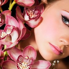 Схема вышивки «девушка в орхидеях»