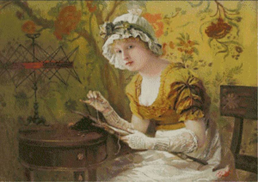 вышивальщица - картина - предпросмотр