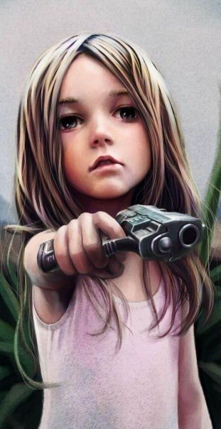 Девочка - опасность, девочка, пистолет - оригинал