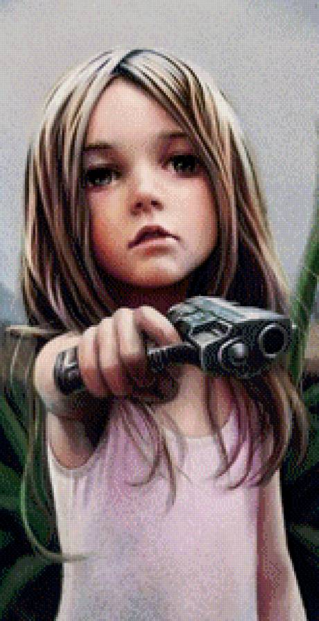 Девочка - пистолет, опасность, девочка - предпросмотр