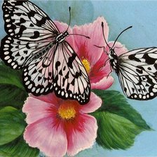 Схема вышивки «бабочка и цветок»