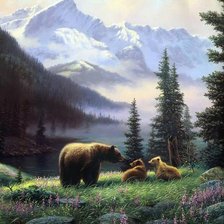 Схема вышивки «Пейзаж с животными»