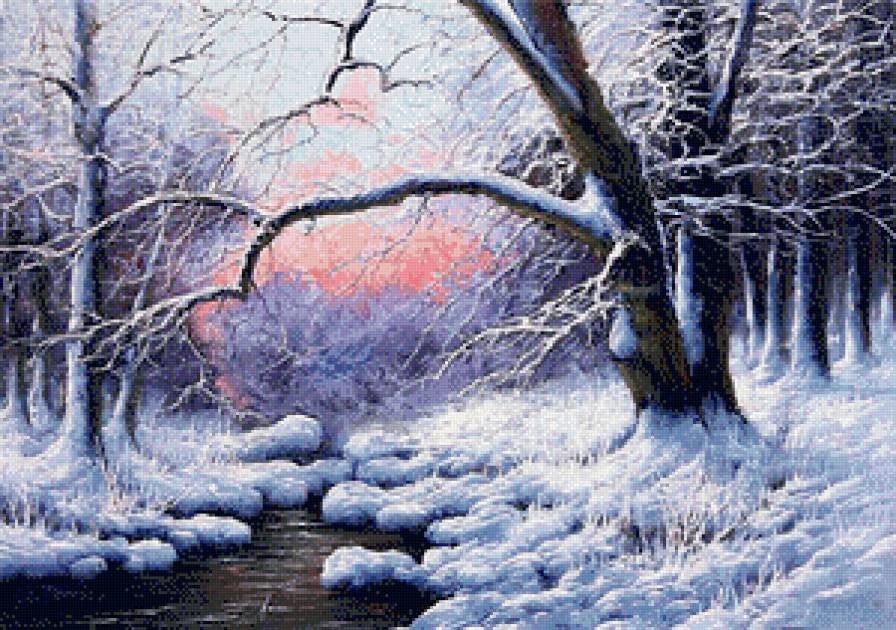 Лес в снегу - зима, природа, пейзаж, снег, лес - предпросмотр