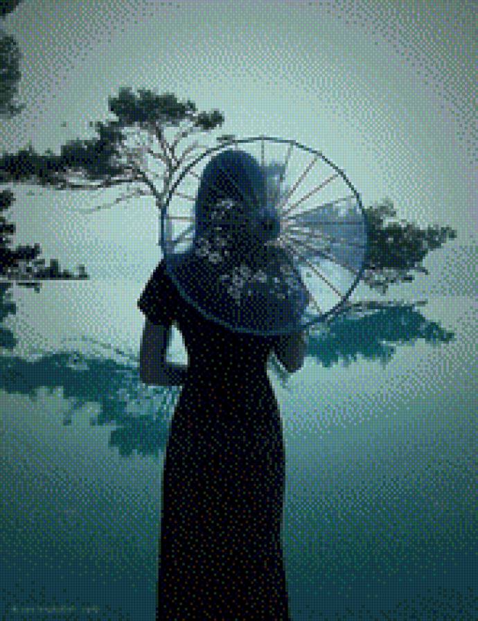 девушка с зонтом - предпросмотр