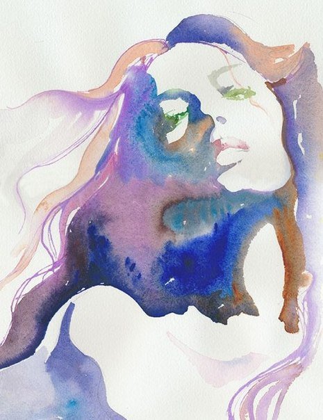 девушка - акварель - оригинал
