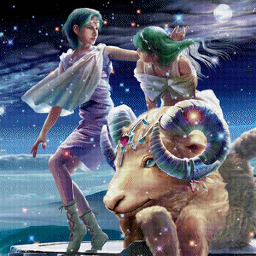 Знак зодиака-овен - девушка, животные, зодиак, парень - предпросмотр