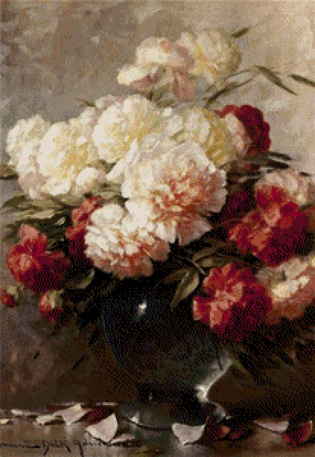 Piony-Adrienne Heczne Deak - cwety, ziwopis - предпросмотр