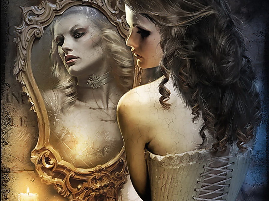 Отражение - фентези, девушка - оригинал