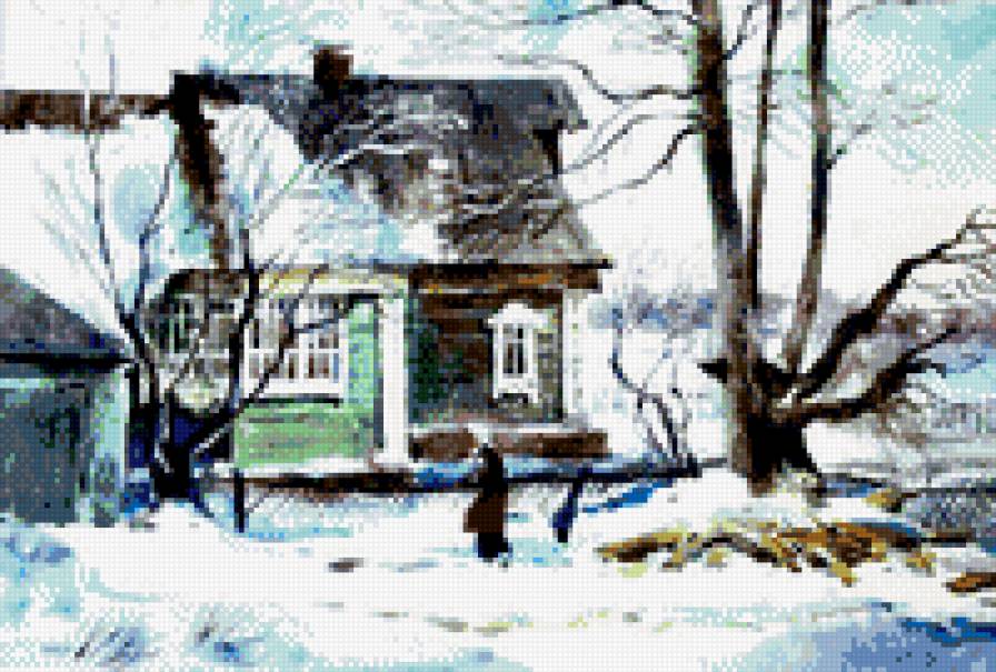 дом в деревне - пейзаж, деревня, дом, улица - предпросмотр