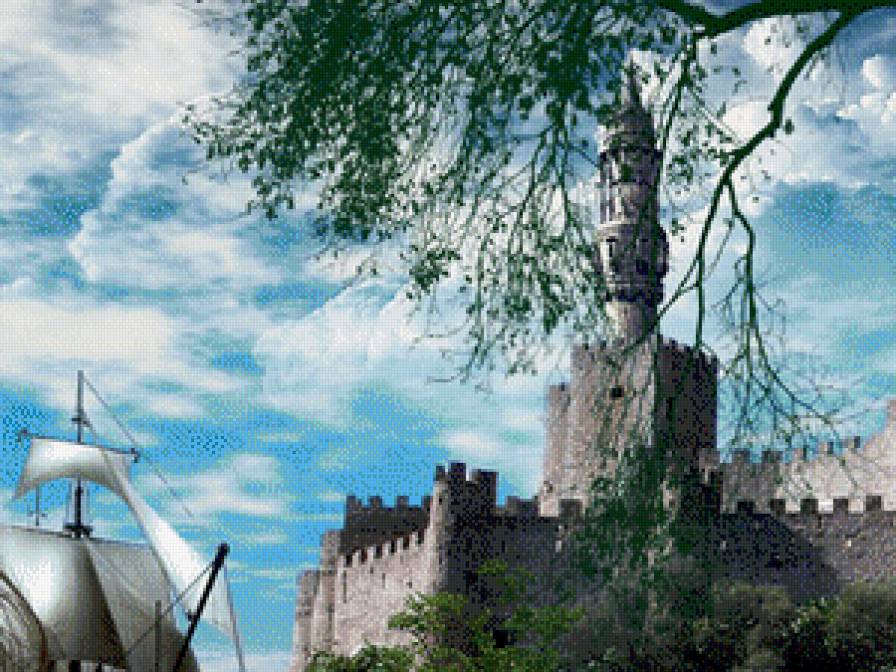 "Русалочка на скале" ч. 2 верх - скалы, корабль, море, девушка, русалка - предпросмотр