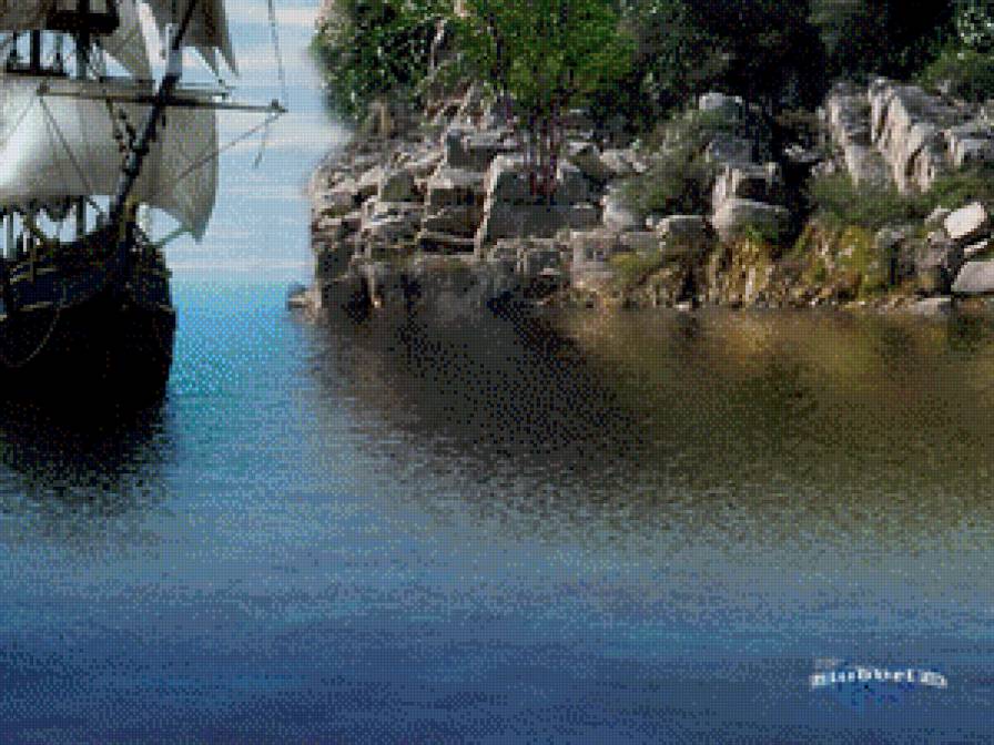 "Русалочка на скале" ч. 4 низ - море, русалка, корабль, скалы, девушка - предпросмотр