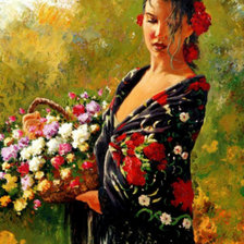 Схема вышивки «цыганка с цветами»