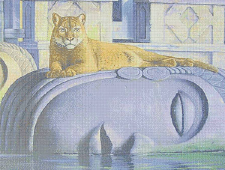 Страж сокровищ - животные, львы, большие кошки - предпросмотр