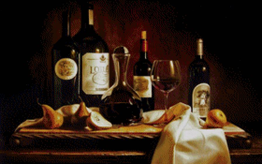 Натюрморт с вином - живопись, вино, натюрморт - предпросмотр