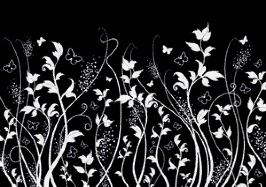 fluturı pe negru - fluturi, floral - предпросмотр