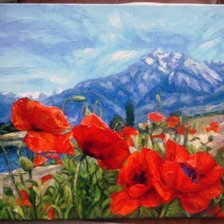 Схема вышивки «маки в горах»