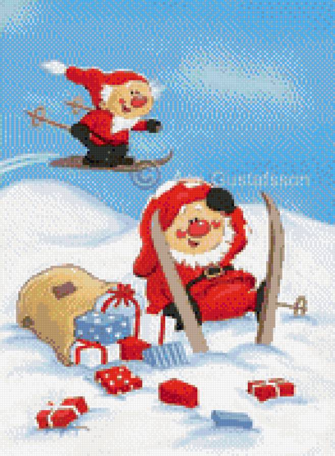 гномики на лыжах - новый год, гном - предпросмотр