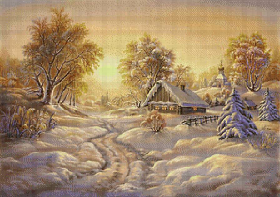 Серия "Зимний пейзаж" - домик, пейзаж, зима - предпросмотр