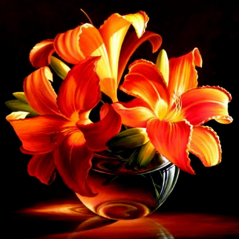 лилии в вазе - цветы, живопись - оригинал