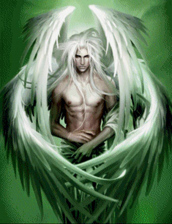 ангел - парень, мужчина, живопись, крылья, фэнтези - предпросмотр