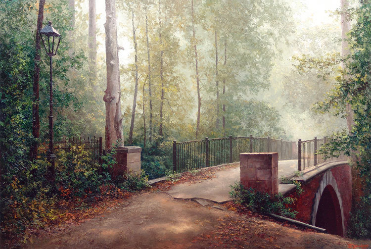 Мост в старом парке - бурмакин, природа, картина - оригинал