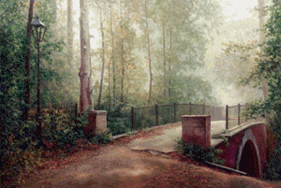 Мост в старом парке - бурмакин, картина, природа - предпросмотр