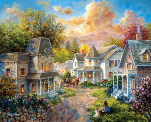 Серия "Летний пейзаж" - лето, дорога, дети, пейзаж, домик - оригинал