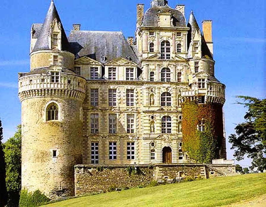 Средневековый замок во франции. Замок Бриссак. Шато де Бриссак Франция. Замок Анжони Франция. Замок де Монсоро Франция.