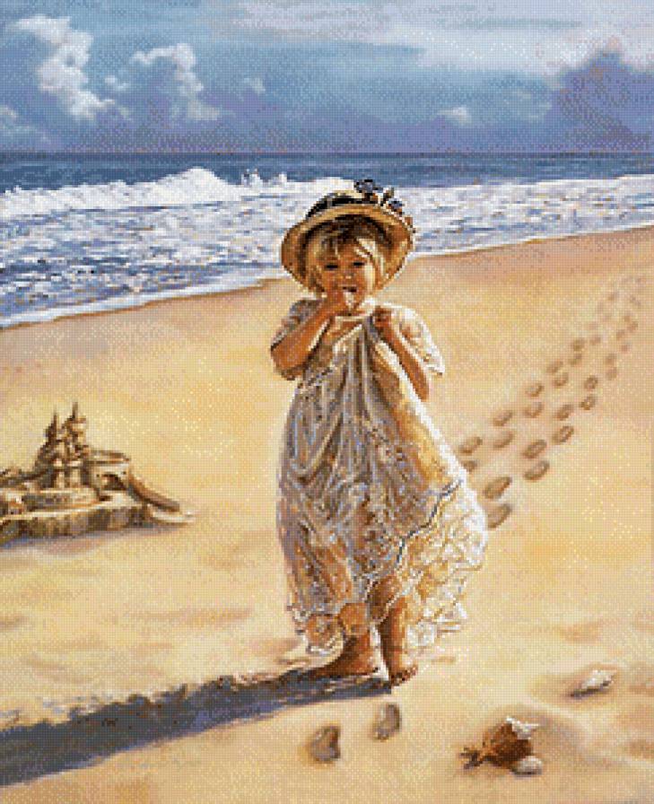 Замок из песка - девочка, море, дети - предпросмотр