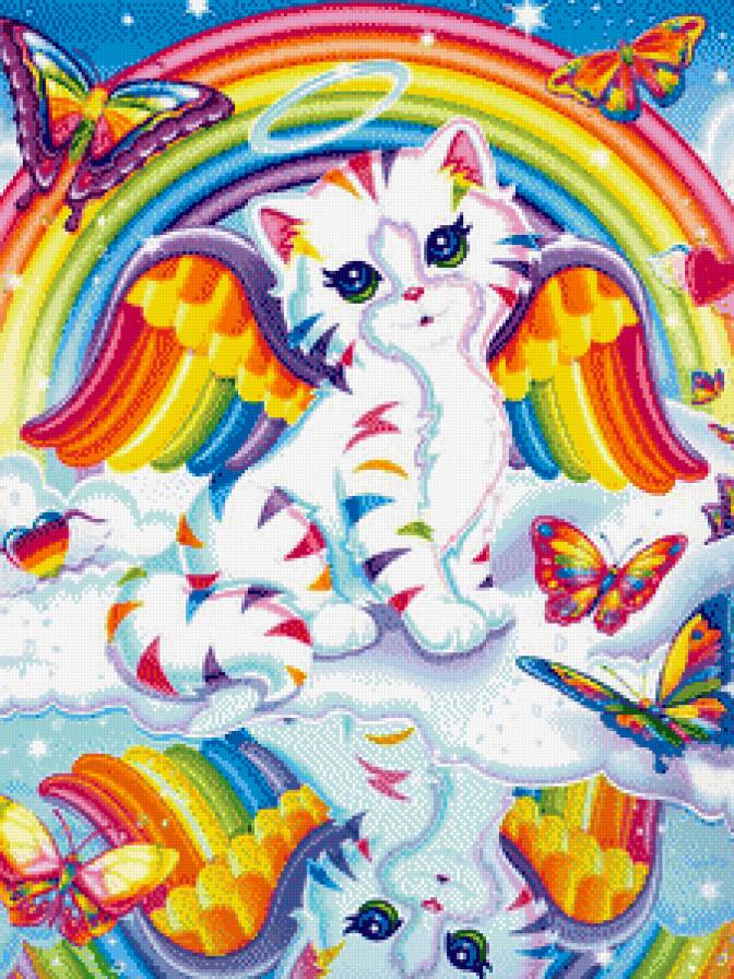 Сказочный кот - животные, ангелок, радуга, сказка, кошки - предпросмотр