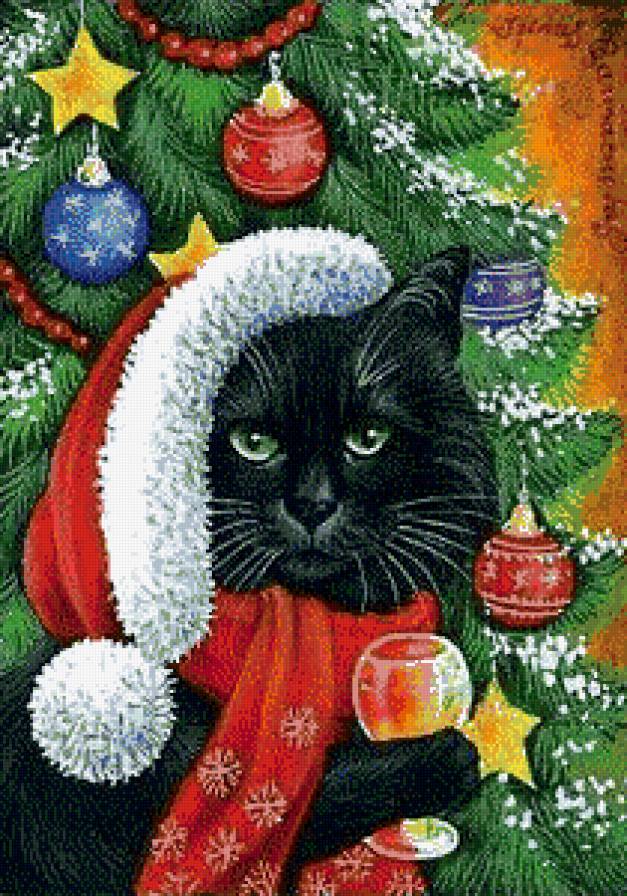 Новогодняя киска - животные, кошки - предпросмотр