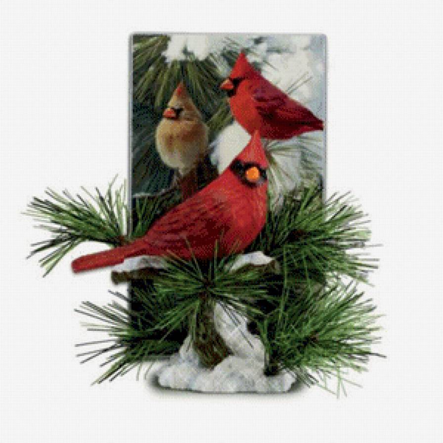 Кардиналы - птицы, елка, кардиналы - предпросмотр