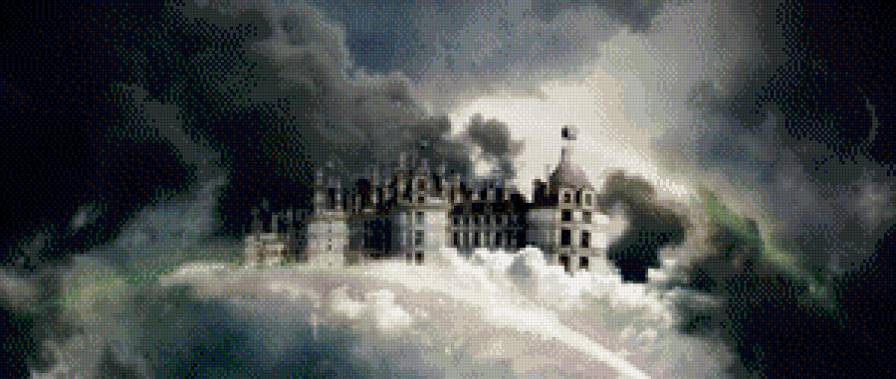 грозовой замок монохром - легенда, гроза, небо, тучи, замок, монохром, дворец, город, дом - предпросмотр